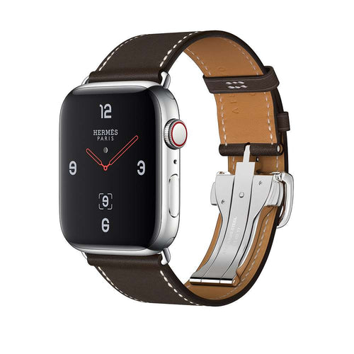 Apple Watch Hermès Stainless Steel Case with Ébène Barenia Leather Single Tour Deployment Buckle