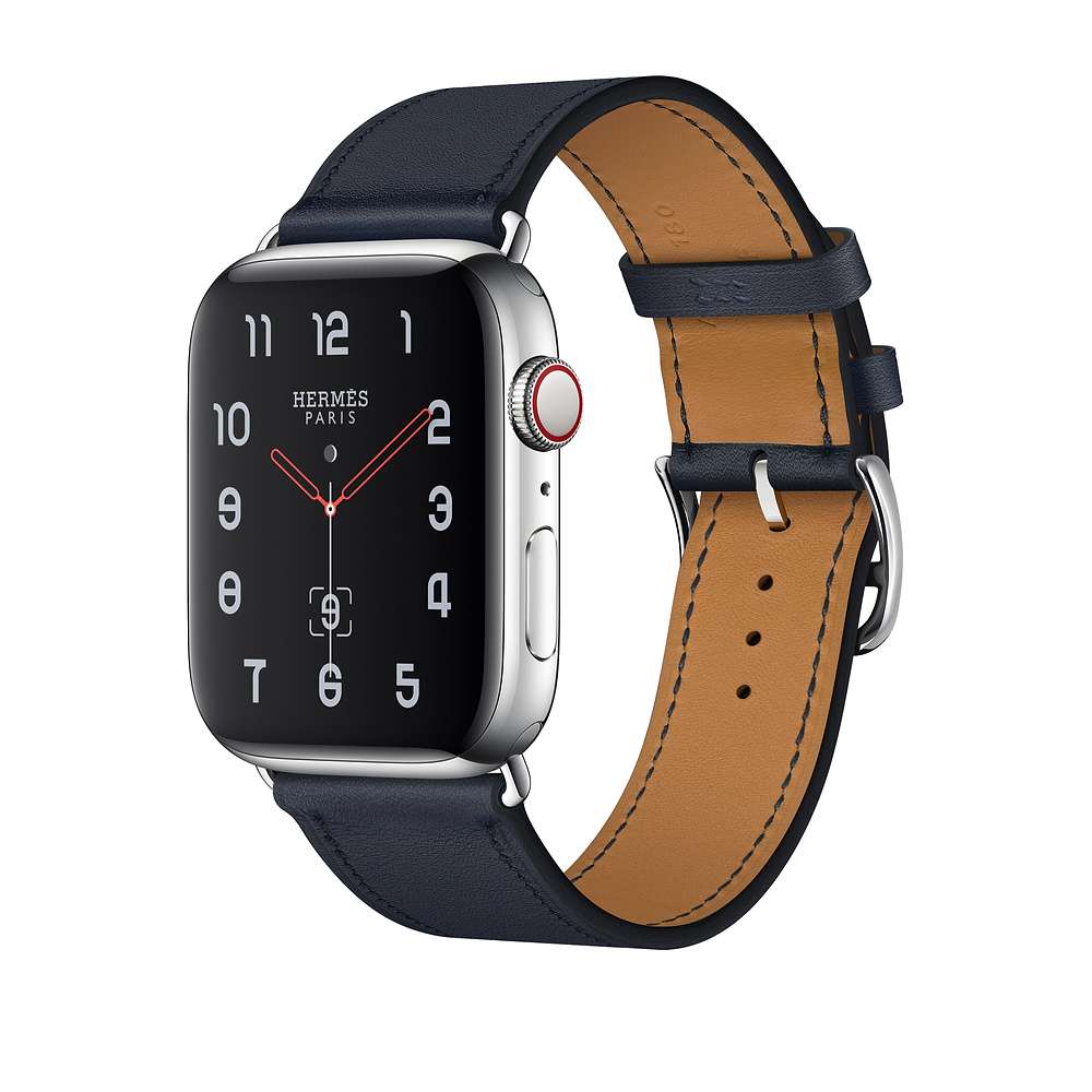 Apple Watch Hermès Stainless Steel Case with Bleu Indigo Swift Leather Single Tour