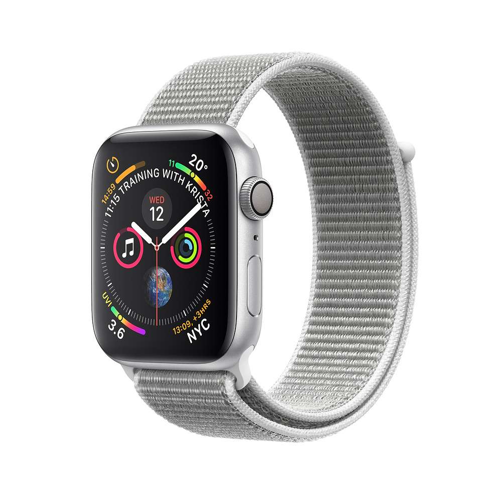 Apple Watch 4 (GPS + Cellular) Silver Aluminium Case with Seashell Sport Loop