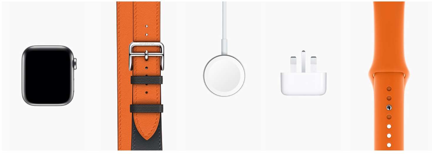 Apple Watch Hermès Stainless Steel Case with Indigo/Craie/Orange Swift Leather Double Tour